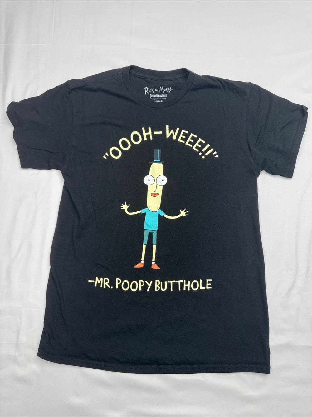 Rick Morty size Medium M Mr. Poopybutthole Graphic Tee t shirt Black adult swim
